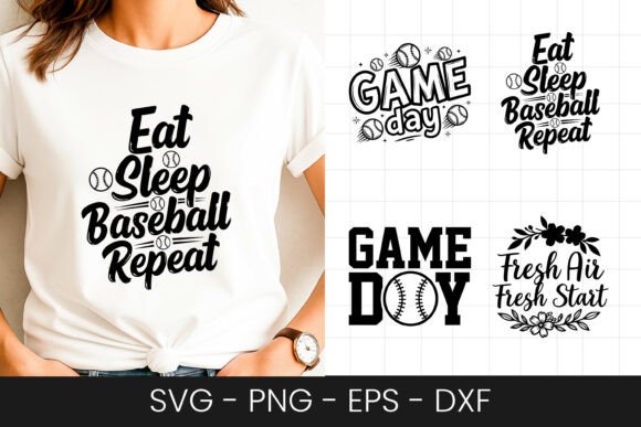 Eat Sleep Baseball Repeat Quote SVG PNG for Graphics and Crafts