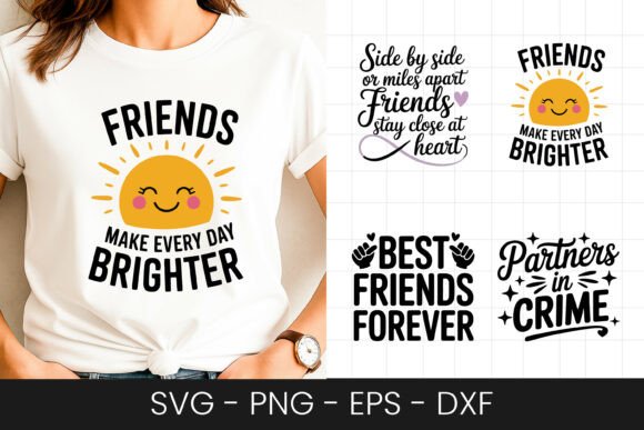 Friends Make Life Brighter Quote SVG PNG for Graphics and Crafts