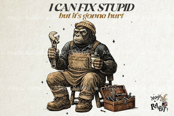 Funny Gorilla Mechanic Quote SVG PNG for Graphics and Crafts