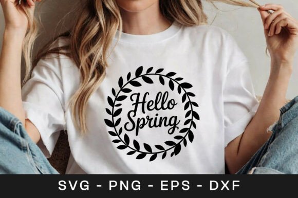 Hello Spring Floral Quote SVG PNG Graphics for Crafts