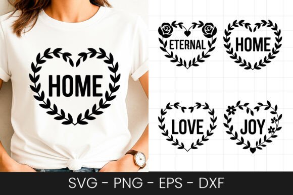 Home Love Joy Wreath Quote SVG PNG for Graphics and Crafts
