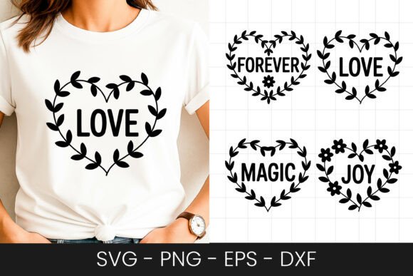 Love Magic Joy Wreath Quote SVG PNG Graphics for Crafts